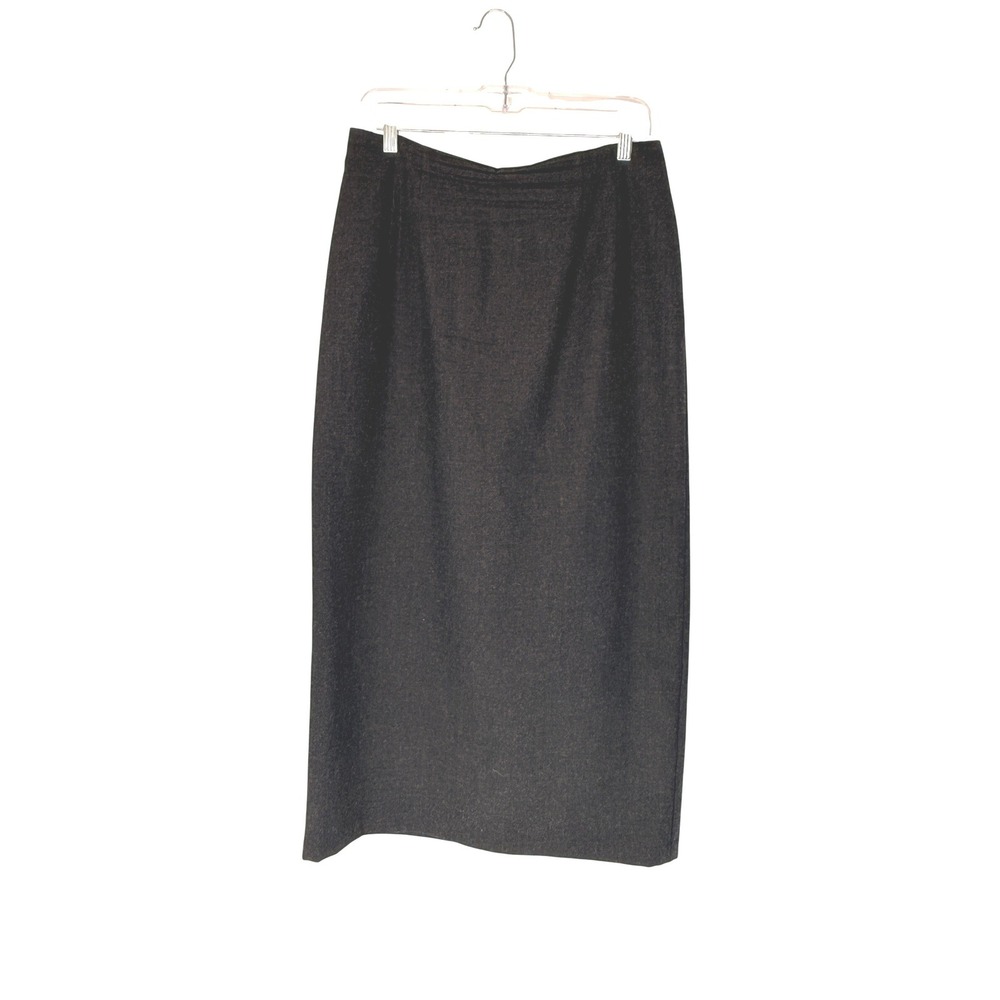 Women's VTG Wool Maxi Skirt Charcoal Gray Office Work Preppy Academia Size 10